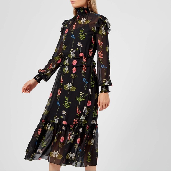 Ted Baker London Dresses & Skirts - NEW Ted Baker Women's Black Simarra Florence Midi Long Sleeve Dress